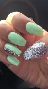 61 Ideas For Nails Green Coffin Mint Mint Nails Green Acrylic Nails Silver Nails