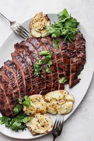 Season beef with barbecue seasoning; Grilled Flank Steak Flavored W Marinade Fit Foodie Finds