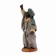 Giovane Moro Con Mano Alzata In Terracotta Vestito 10 Cm