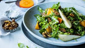 Salat Med Paere Persimon Ruccula Og Sote Notter Oppskrift Persimon Salat Mat