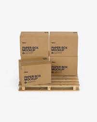 Download Wooden Pallet With 5 Kraft Boxes Psd Mockup Front View Mockup Free Psd Free Psd Mockups Templates Box Mockup