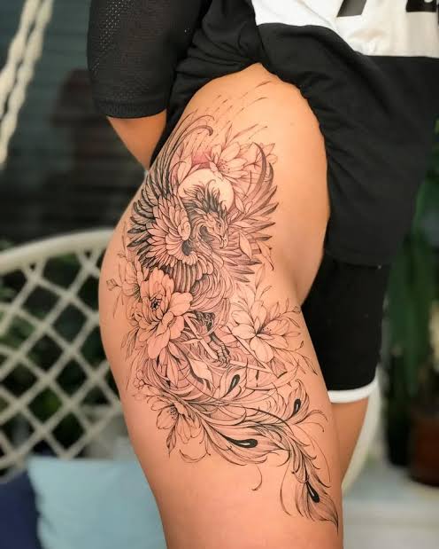 Hip phoenix tattoos women | Phoenix tattoo feminine hip thigh, Leg tattoos women, Phoenix tattoo ideas