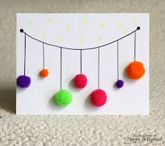 Pom Poms Ornaments Christmas Card Christmas Cards Handmade Christmas Card Ornaments Christmas Card Inspiration
