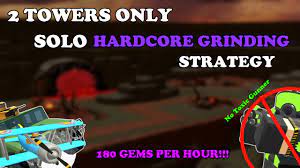 2 TOWERS ONLY SOLO HARDCORE GEMS GRINDING STRATEGY WITHOUT TOXIC GUNNER ||  Tower Defense Simulator - YouTube
