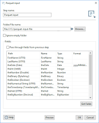 Apache parquet file is a columnar storage format available to any project in the hadoop ecosystem, regardless of the choice of data processing framework, data model, or programming language. Using Parquet Input On The Pentaho Engine Pentaho Documentation