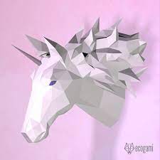Unicorn Papercraft Sculpture Printable 3d Puzzle Papercraft Etsy Paper Animals Paper Crafts Papercraft Printable