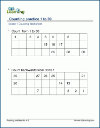 Printable number sheets 1 to 50 printable numbers number chart how to memorize things the kids task is to fill the blank with the missing numbers. Counting Practice 1 30 Worksheets K5 Learning