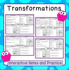 Transformations Notes Practice And Assessments Interactive Notes Geometry Vocabulary Blended Learning