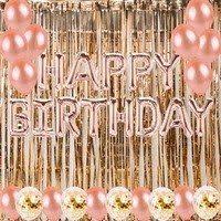 Happy Birthday Decoration Black And Gold Backdrop Curtains Rose Gold Fringe Tinsel Curtains Photography Backdrop Happy Birthday Birthday Party Decorations For Adults Happy Birthday Rose Happy Birthday Party Decorations
