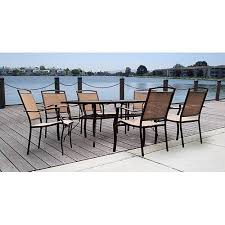 Mainstays Sand Dune Outdoor Patio Dining Set Metal Sling 7 Piece Tan Walmart Com In 2020 Patio Dining Set Patio Furniture Sets Outdoor Dining Set