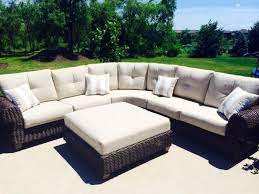 Hampton Bay Mill Valley 4 Piece Patio Sectional Set With Parchment Cushions 143 002 4secole Patio Sectional Comfortable Patio Furniture Gray Patio Furniture