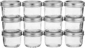 2 5/8 inches tall without lid. Amazon Com Kerr Wide Mouth Half Pint Glass Mason Jars 8 Ounces With Lids And Bands 12 Count Per Case 1 Case Canning Jars Kitchen Dining