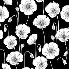 This is my black and white floral seamless pattern, digital papers size. Pin By Jakob Kahlen On Colors Patterns Poppy Drawing Poppy Painting Monochromatic Art