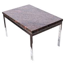 Rectangular Granite And Chrome Coffee Table For Sale At 1stdibs The brass table sits on squared legs and is topped with a rectangular black granite top.