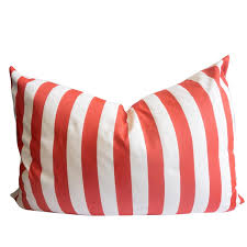 Designed to stand up to sun and moisture, our pillows make the perfect topper for outdoor sofas and chairs; Large Indoor Outdoor Red And White Striped Pillow For Sale At 1stdibs