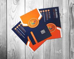 It's very aesthetically pleasing and attention grabbing. Free Creative Navy Blue And Orange Company Business Card Design Graphicsfamily