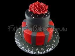 2 Tier Black And Gold 18th Birthday Cake Black And Red Fondant Cake Red Birthday Cakes Birthday Cakes For Women 18th Birthday Cake