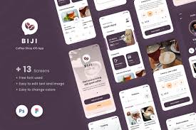 Biji Coffee Shop Ios App Design Ui Template In Ux Ui Kits On Yellow Images Creative Store