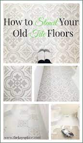 How I Painted And Stenciled My Old Outdated Tile Floor Flooring Painting Tile Floors Porch Paint