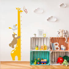 us 4 46 8 off children giraffe height measure wall stickers diy cartoon animal growth chart poster kids baby nursery rooms home decor decals in wall