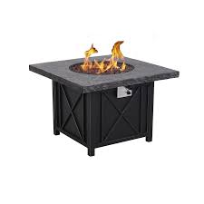 Unplug, relax and unwind in the comfort of your own backyard beside the canyon ridge&#174; Foremost Foremost Afterglow 34 5 In W 50000 Btu Grey Composite Propane Gas Fire Pit In The Gas Fire Pits Department At Lowes Com