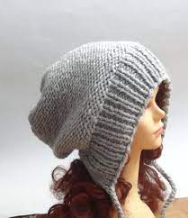 Slouchy Ear Flap Hat Gray Slouchy Hat Knitslouchy Beanie Etsy Crochet Mens Hat Ear Flap Hats Flap Hat