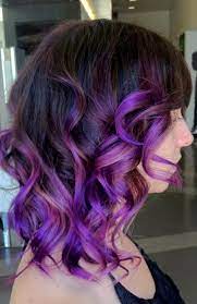 Purple Ombre Medium Length Hair Google Search Purple Ombre Hair Curly Purple Hair Purple Balayage
