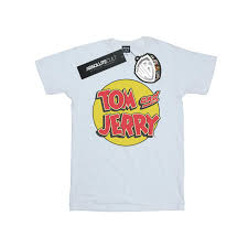 Tom And Jerry Herr T-shirt med cirkellogotyp M Vit White M