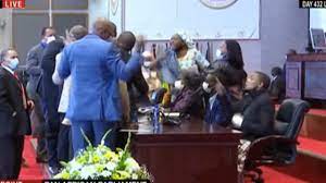 Eff leader julius malema took his aggressive debating style to the pan african parliament (pap), and had some telling words for fellow mps to consider. Watch Insults Pushing A Flying Water Bottle Chaos Breaks Out Again At Pan African Parliament