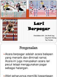 (f) acara lari berhalangan (i) 3 pagar acara lari berhalangan yang mempunyai lebar 3.96 m. Lari Berpagar