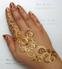 Golden Flowers Glitter Henna Gold Henna Henna