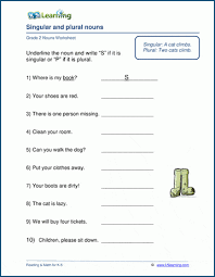 They are not used in the singular, or they have a different meaning in the singular. Singular Or Plural Nouns Worksheets K5 Learning