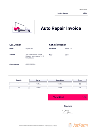 Auto Repair Invoice Template Pdf Templates Jotform