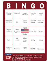 All of the text can change (with the exception of the word bingo at the top). Institute Of Politics On Twitter A Bingo Card For What Millennials Are Listening For In The Cnndebate Make Your Own Http T Co Vepmxdyjol Http T Co Zdhxuxwndx