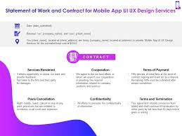 A great collection of amazing mobile designs and templates made with adobe xd. Statement Of Work And Contract For Mobile App Ui Ux Design Services Ppt Powerpoint Show Presentation Graphics Presentation Powerpoint Example Slide Templates