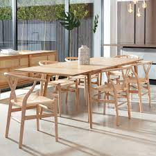 Fine looking ladder back style dining room chairs with either wood or microfiber upholstered seat. Larvik White Oak 190cm Dining Table Extension Leaf 6 Chairs