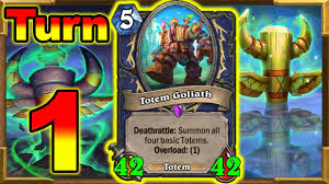 The ability to always put a minion on the board using your hero power can gain you a significant advantage over time in slower decks, while aggressive early minions and massive burst potential makes it effective in faster games. Totem Shaman Is Tier 1 Best Deck To Get Legend In March Broken Turn 1 Totem Goliath Hearthstone Youtube
