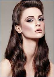 1950s women with natural curly hairs were considered blessed to adopt this hairstyle with ease. 50s Hairstyles Longhair Rockabilly Hairstyles Long Hairstyles Hairstyles Long Hair Hairstyles Long Hair Long Rockabilly Makeup Hair Makeup Gorgeous Makeup