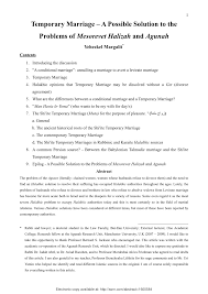 In islam marriages, there should be an offer, ratification, contract signing, and public announcement of the marriage. Pdf Temporary Marriage A Possible Solution To The Problems Of Mesorevet Halizah And Agunah