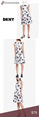 Dkny Womens Black White Fit Flare Dress Sz 8 Dkny Womens Floral Off The Shoulder Fit Flare Dress Nwt Pairing A Cl Fit Flare Dress Flare Dress Fit Flare