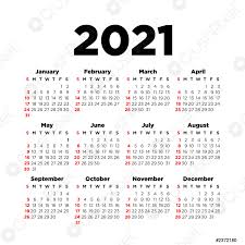 Jahreskalender 2021 mit feiertagen und kalenderwochen (kw) in 19 varianten, a4, hoch & quer. Vorlage Kalenderblatt 2021 Stock Vektorgrafi Crushpixel