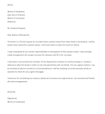Simple Vacation Request Letter Top Form Templates