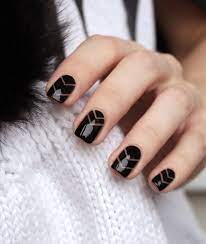 Creative manicure ideas and cool nail designs by the best nail artists from around the world. Negative Space Chevron Black Nails Black Nail Designs Geometric Nail Space Nails