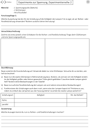 Ab Experiment Zu Reihen Und Parallelschaltung Unterrichtsmaterial Im Fach Physik In 2020 Experiment Material Physik