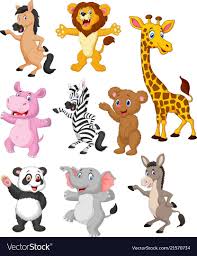 Wild Animals Cartoon Collection Set Vector Image On Vectorstock Cartoon Animals Animals Wild Cartoon Drawings Of Animals