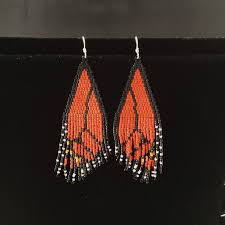 Monarch Butterfly Wings Hand Beaded Earrings Beaded Butterfly Etsy In 2021 Butterfly Wing Earrings Fringe Earrings Beaded Earrings