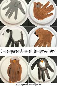 Endangered Animal Handprint Crafts Green Kid Crafts Endangered Species Activities Endangered Animals Animals For Kids