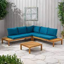 Walmart.com has been visited by 1m+ users in the past month Vashti Outdoor 5 Seater V Shaped Acacia Wood Sectional Sofa Set With Cushions Ebay