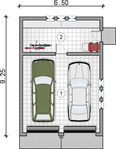 Z 34 - projekt garażu dwustanowiskowego z pom. gospodarczym - Studio Atrium