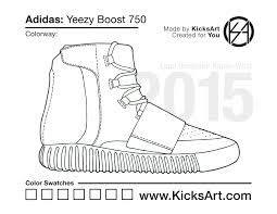 See our coloring sheets collection below. Adidas Yeezy Boost 750 Sneaker Coloring Pages Created By Kicksart